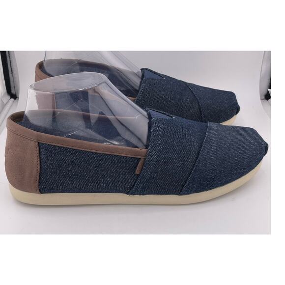 Toms Men Blue Jean Slip On with Vegan Leather Trim Size 8M - Picture 3 of 7